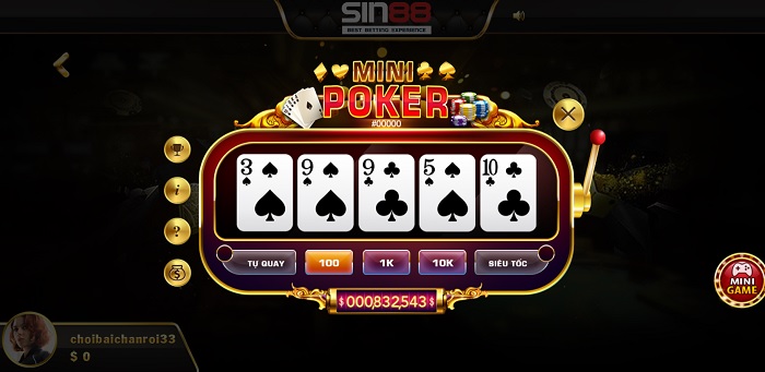 Luật chơi, mẹo chơi Minipoker Sin88 không thể bỏ qua