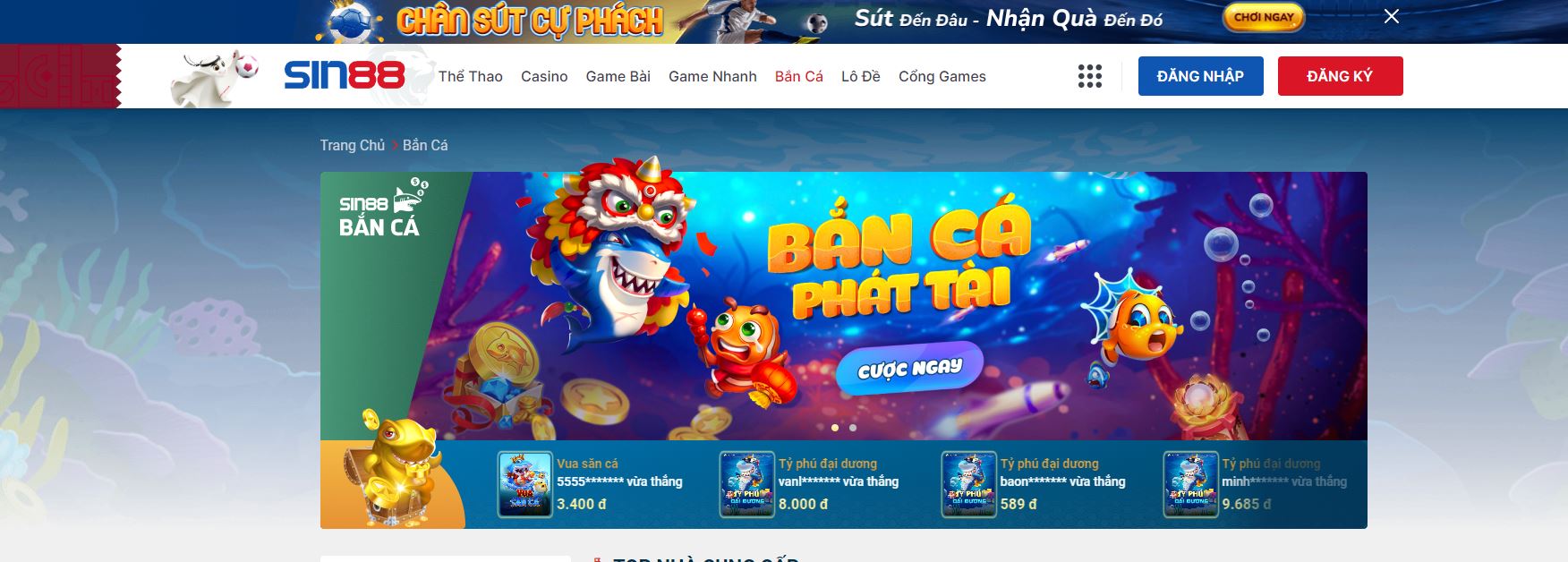Sảnh chơi bắn cá tại nhà cái Sin88 vip