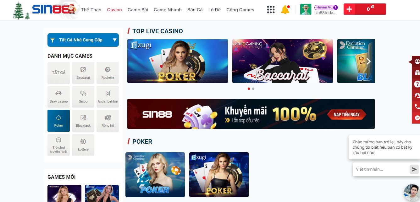 Sin88 mang đến tựa game Poker vô cùng đặc sắc