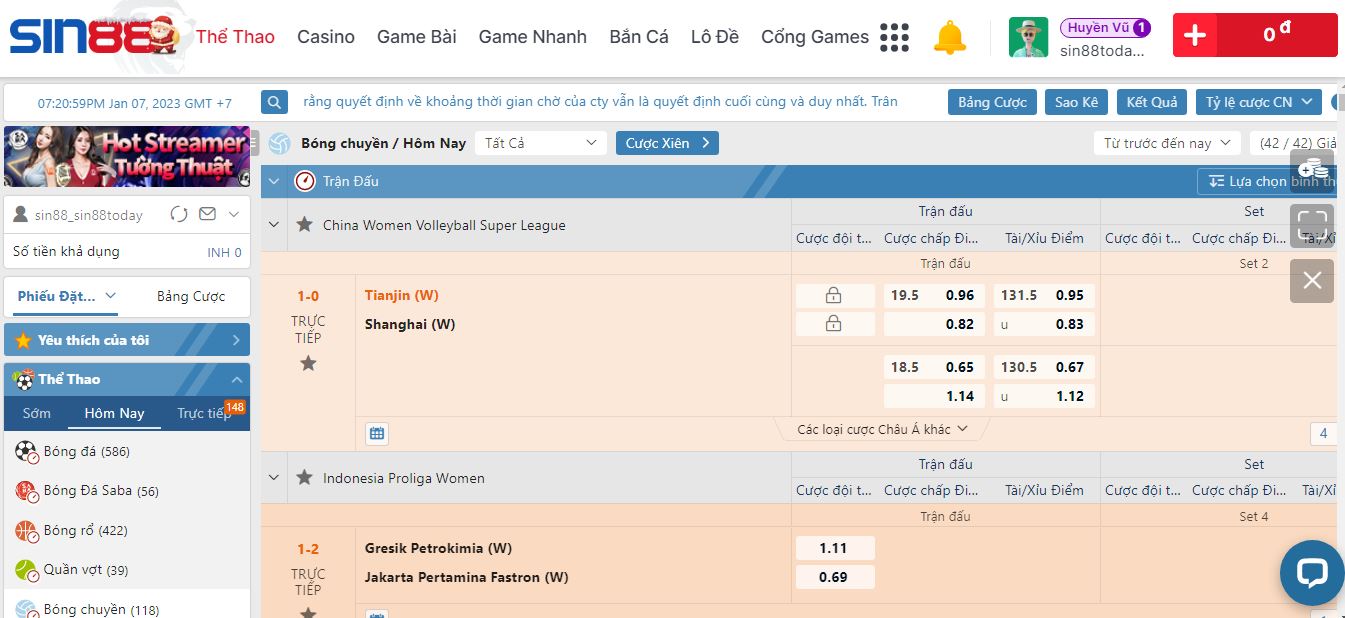 Các kèo cược bóng chuyền hấp dẫn tại Sin88bet