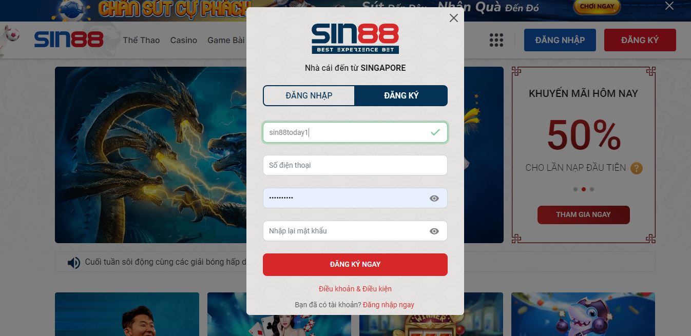 Tham gia nhà cái Sin88 nhận ngay khuyến mãi hấp dẫn