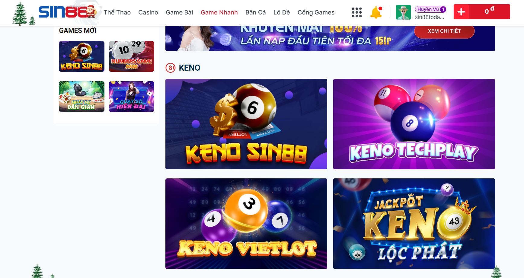Trải nghiệm game Keno tại nhà cái Sin88bet